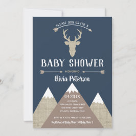 Bjud in för Woodland Hjort Baby Shower, Burlap Inbjudningar