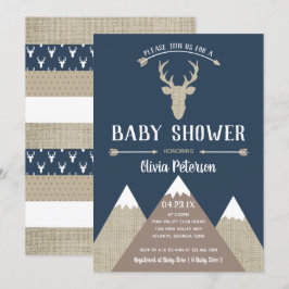 Bjud in för Woodland Hjort Baby Shower, Burlap Inbjudningar