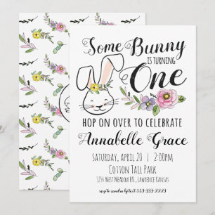 Bjud in från Bunny Första födelsedag Inbjudningar