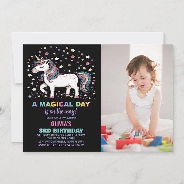 Bjud in från Star Unicorn Birthday-inbjudningar me Inbjudningar (Framsida)