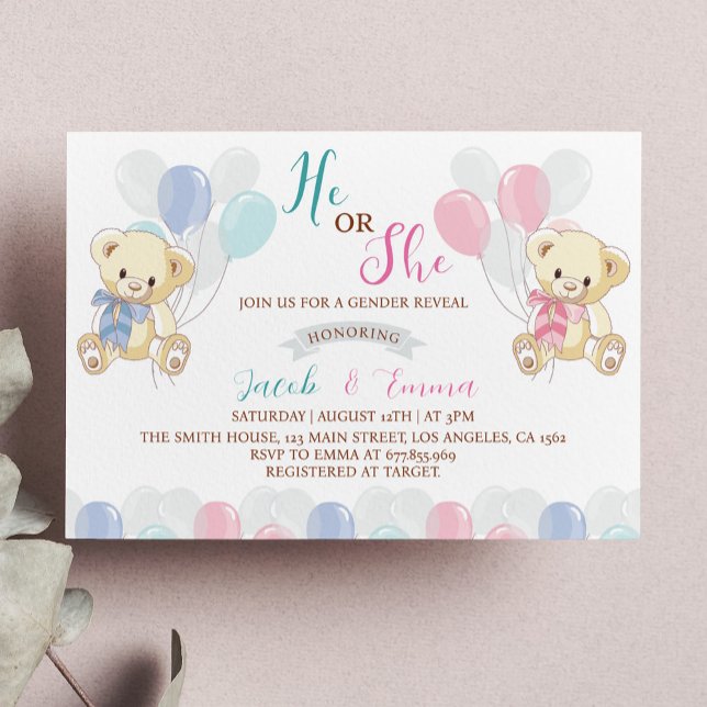 Bjud in Gender för liten Nalle Tack Kort (Skapare uppladdad)