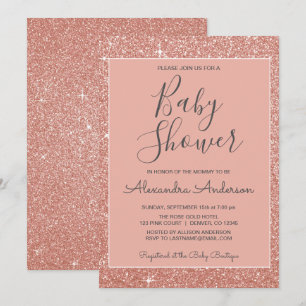 Bjud in Guld Gnistra Glitter Baby Shower-inbjudan Inbjudningar