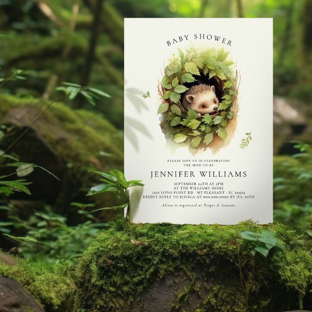 Bjud in Hedgehog Watercolor-inbjudan för babyskor (Skapare uppladdad)