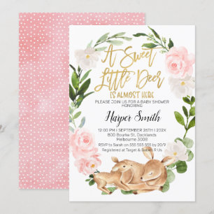 Bjud in Hjorten Baby Shower för Blommigt för barn Inbjudningar