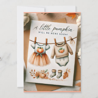 "Bjud in hösten med babykläder med vattenfärg Inbjudningar