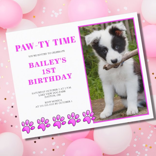 Bjud in inbjudan till budgetpost Rosa Pawty Time H (Skapare uppladdad)