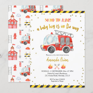 Bjud in jaktpojke i Firefighter Boy Shower Inbjudningar