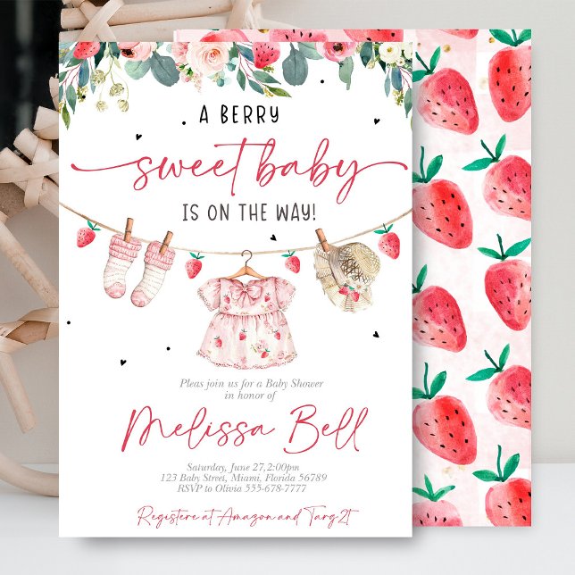 Bjud in jordgubbsskuvel inbjudningar (Discover charming strawberry-themed baby shower invitations and decor! Perfect for spring and summer)