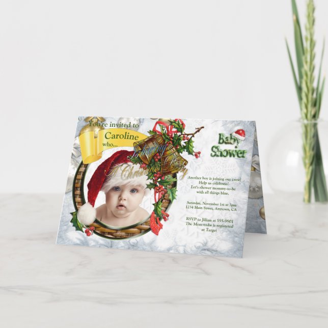 Bjud in jul-babyskor inbjudan (Framsida)