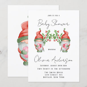 Bjud in julklapp - Gnome Baby Shower-inbjudan Inbjudningar