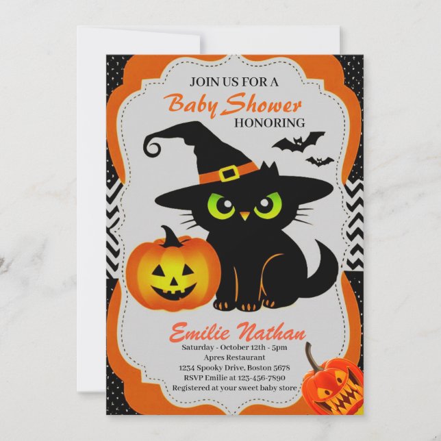 Bjud in klump och pumpkin Halloween Baby Shower Inbjudningar (Framsida)