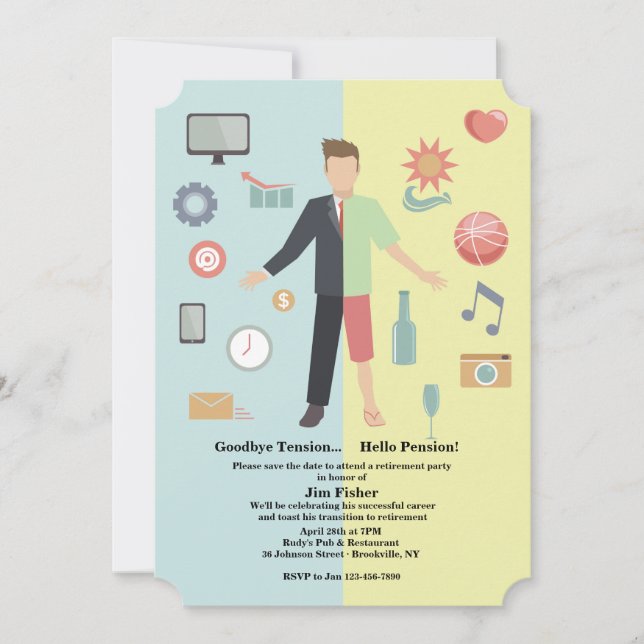 Bjud in Life Change Pension Party bjudan Spara Datumet (Framsida)