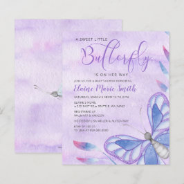 Bjud in Lila Butterfly Baby Shower