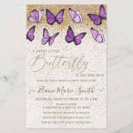 Bjud in Lila Butterfly Baby Shower