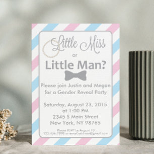 Bjud in Lilla Miss eller Little Man Gender Reveal Inbjudningar