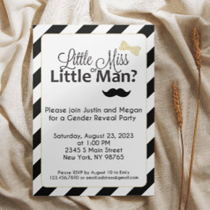 Bjud in Lilla Miss eller Little Man Gender Reveal Inbjudningar