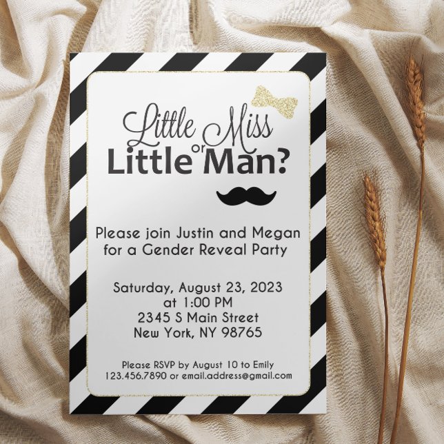 Bjud in Lilla Miss eller Little Man Gender Reveal Inbjudningar (Skapare uppladdad)