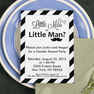 Bjud in Lilla Miss eller Little Man Gender Reveal Inbjudningar