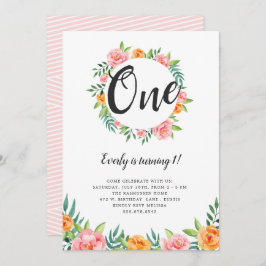 Bjud in lycklig-blommor på födelsedagen inbjudningar