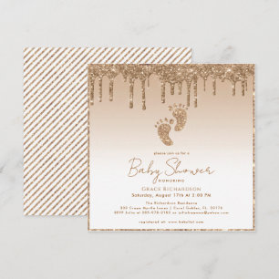 Bjud in med Baby Feet-Glitter med babyskor Inbjudningar