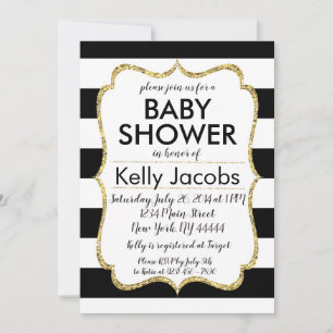 Bjud in med Black and Guld Glitter Baby Shower Inbjudningar