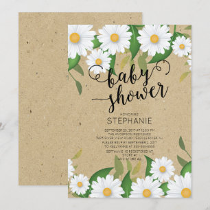 Bjud in med Kraft Daisy Flowers Baby Shower Inbjudningar