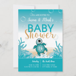 Bjud in med Sea Turtle Theme Baby Shower Inbjudningar