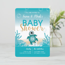 Bjud in med Sea Turtle Theme Baby Shower Inbjudningar