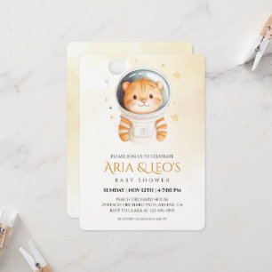 Bjud in med Space Tiger Baby Shower Inbjudningar