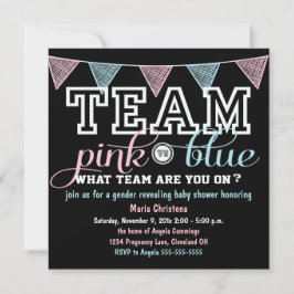 Bjud in om Team Spirit Gender Reveal Baby Shower Inbjudningar