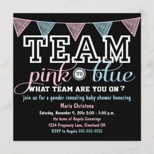 Bjud in om Team Spirit Gender Reveal Baby Shower Inbjudningar