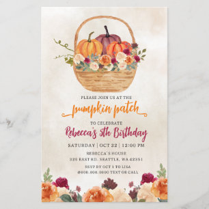 Bjud in Orange Pumpkin Patch Birthday-inbjudan