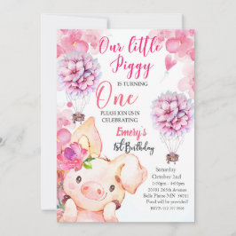 Bjud in på Cute Little Piggy Birthday Inbjudningar