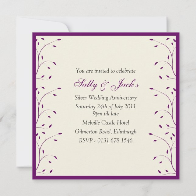 Bjud in på kreme- och Lila-årsdag Inbjudningar (Framsida)