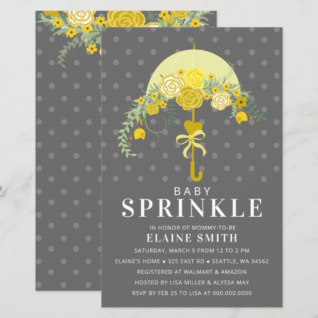 Bjud in paraplybabyvy för budgeterad Gult (Fram/baksida)