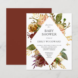 Bjud in Ram Baby Shower-inbjudan för Blommigt på h