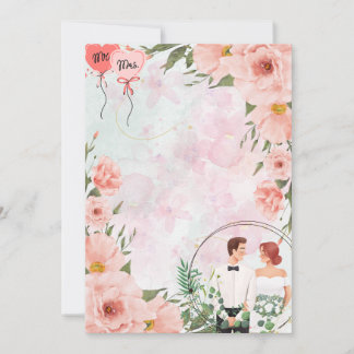Bjud in rosa Blommigt Bride & Groom Wedding