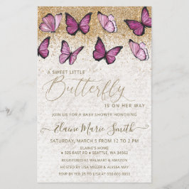 Bjud in Rosa Butterfly Baby Shower