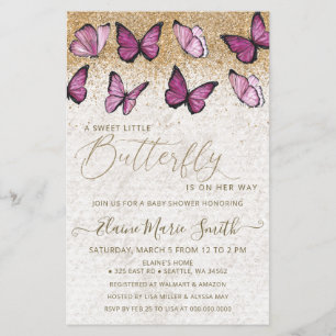 Bjud in Rosa Butterfly Baby Shower