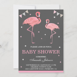 Bjud in Rosa Flamingo Baby Shower Inbjudningar
