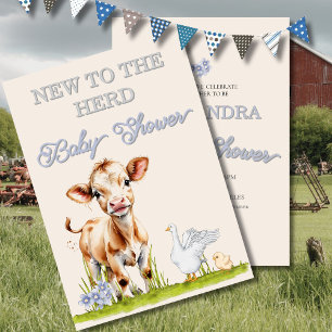 Bjud in Rustic New Herd Cute-inbjudan för babyskor Inbjudningar
