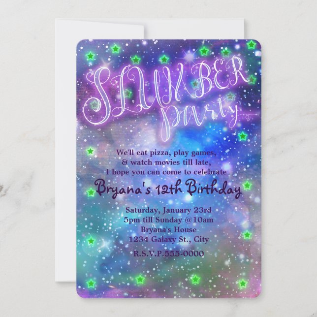 Bjud in slammet PARTY Space Galaxy Birthday-inbjud Inbjudningar (Framsida)