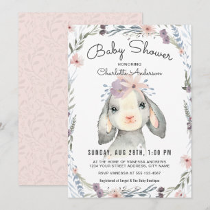 Bjud in slampa och blommor till babykläder inbjudningar