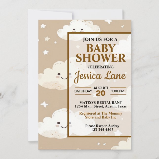 Bjud in spädbarnshuggare för spädbarn med kute inbjudningar (Framsida)