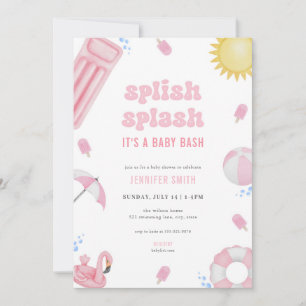 Bjud in Stänk Baby Shower på rosa Summer Splish Inbjudningar