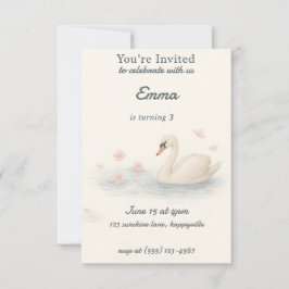 Bjud in svan-prinsessan för flicka inbjudningar