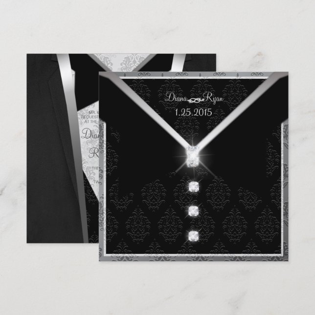 Bjud in svart färgdiameter inbjudningar (Fram/baksida)