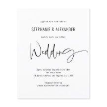 Bjud in svartvit bröllopsinbjudan för budgetskript