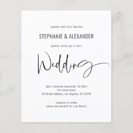 Bjud in svartvit bröllopsinbjudan för budgetskript