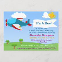 Bjud in till Cute Airplan Boy Baby Shower